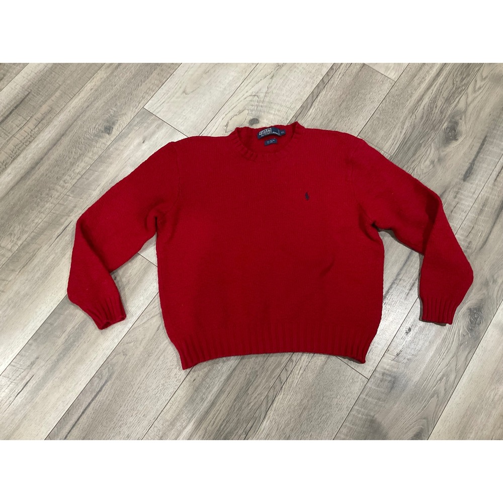 Polo Ralph Lauren Red Cotton Wool Blend Crewneck‎ Sweater Mens XL Pony Logo